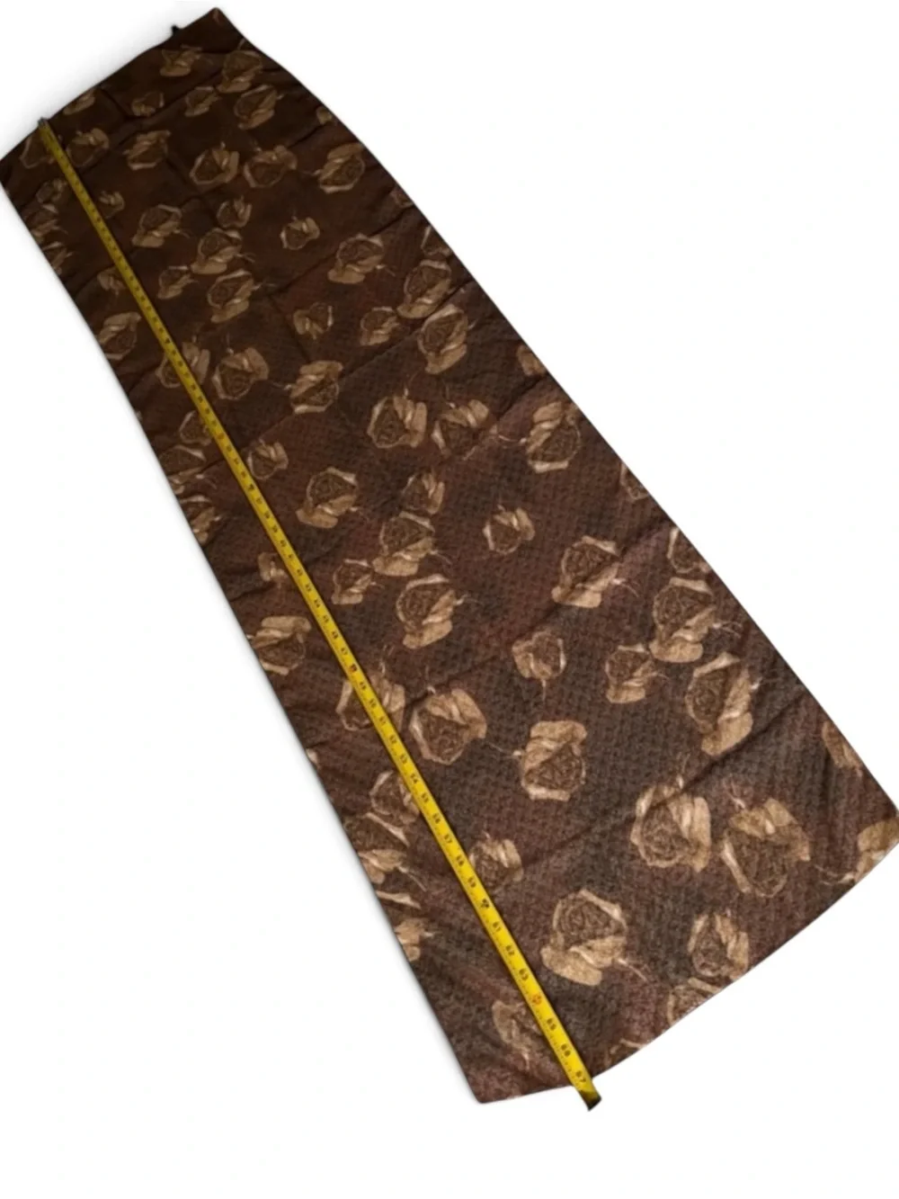 Vintage Sheer Brown Rose Scarf Long Floral Oblong Made in Korea